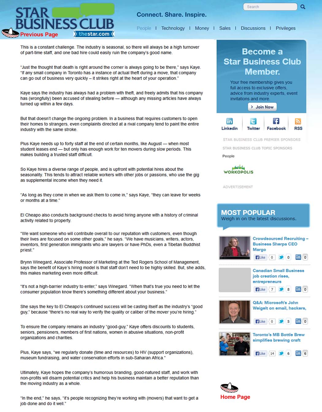 Toronto Star, Page One